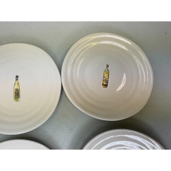 Set of 6 Williams Sonoma Wine Theme Raised Bottle Appetizer Plates Canapes 5.25" - Picture 3 of 9
